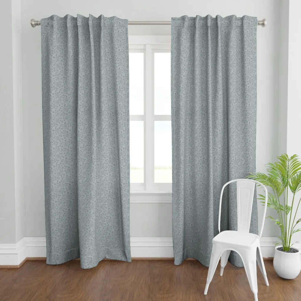 Distressed Floral Texture Curtain Panel - Dusty Blue product