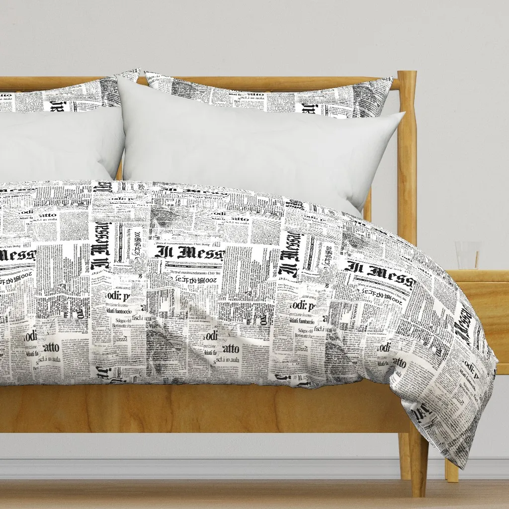 Distressed Grunge Newspaper Duvet Cover - Black product