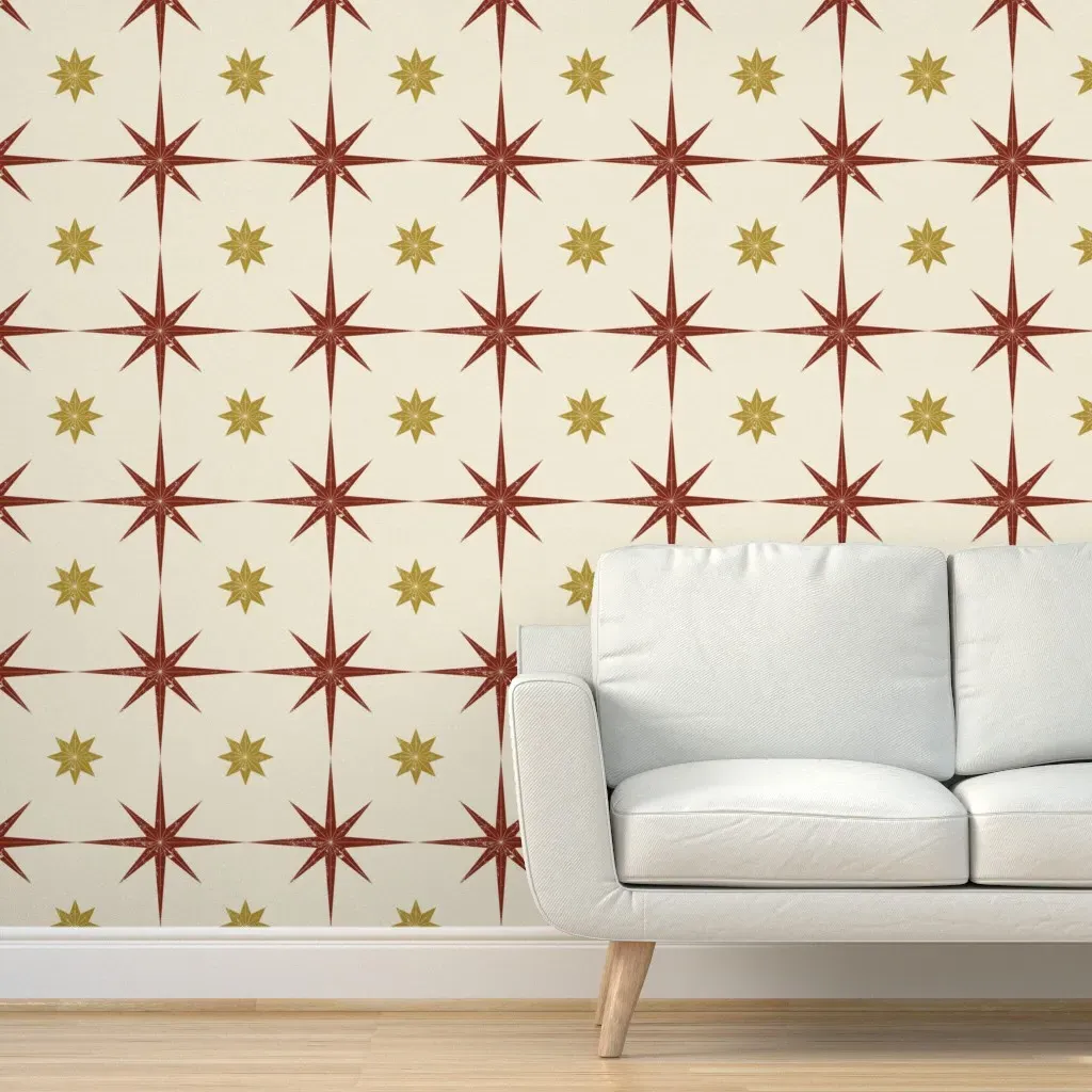 Distressed Star Tile Peel and Stick Wallpaper - Burgundy product