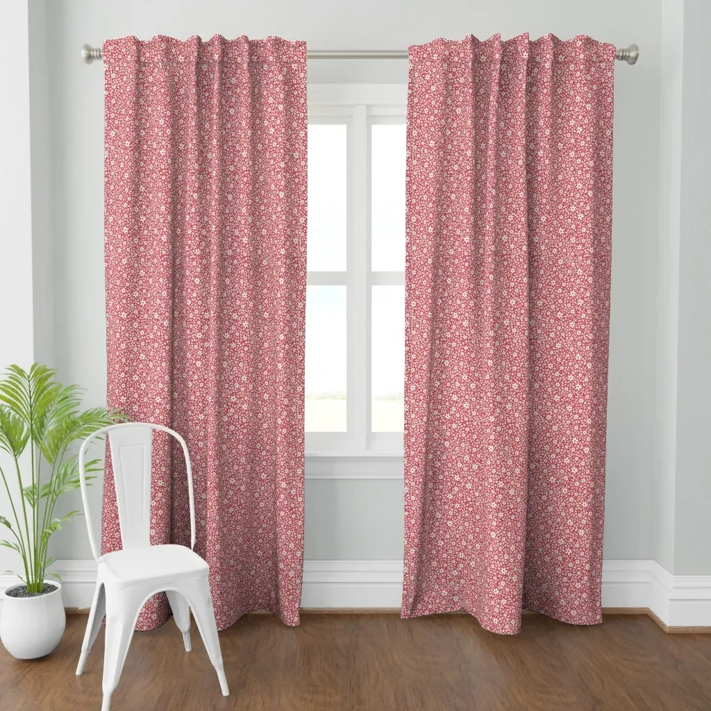 Ditsy Daisy Floral Curtain Panel - Red product