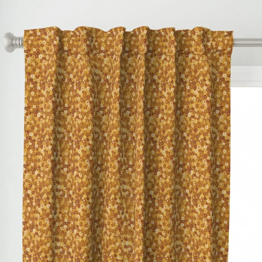 Ditsy Daisy Meadow Curtain Panel - Mustard Yellow alternate view