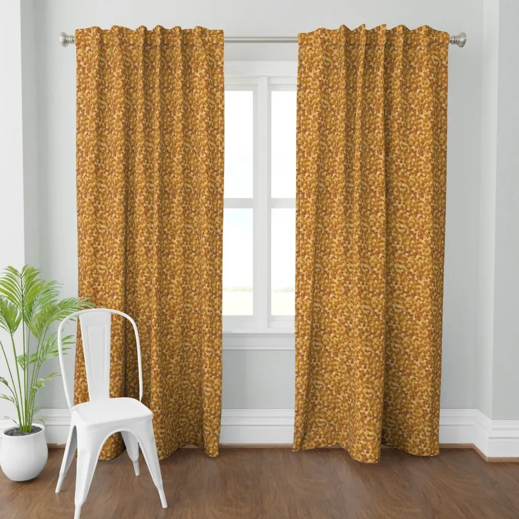 Ditsy Daisy Meadow Curtain Panel - Mustard Yellow product