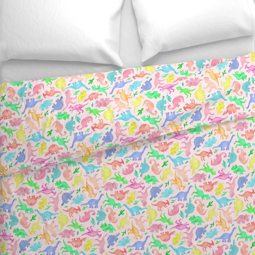 Ditsy Dinos In Summer Pop Duvet Cover - Pink alternate view