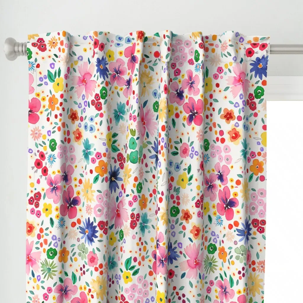 Ditsy Floral Confetti Curtain Panel - Pink alternate view