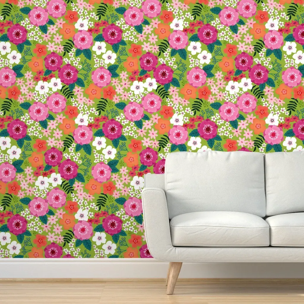 Ditsy Floral Peel and Stick Wallpaper - Green product