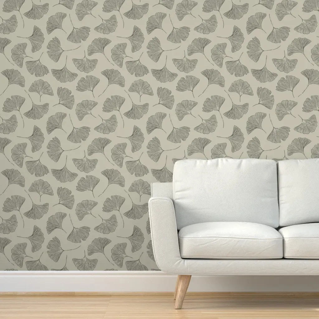 Ditsy Ginkgo Leaf Peel and Stick Wallpaper - Gray product