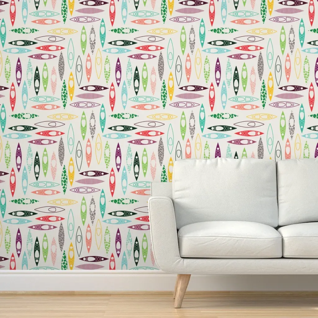 Ditsy Kayak Adventure Peel and Stick Wallpaper - Off-White product