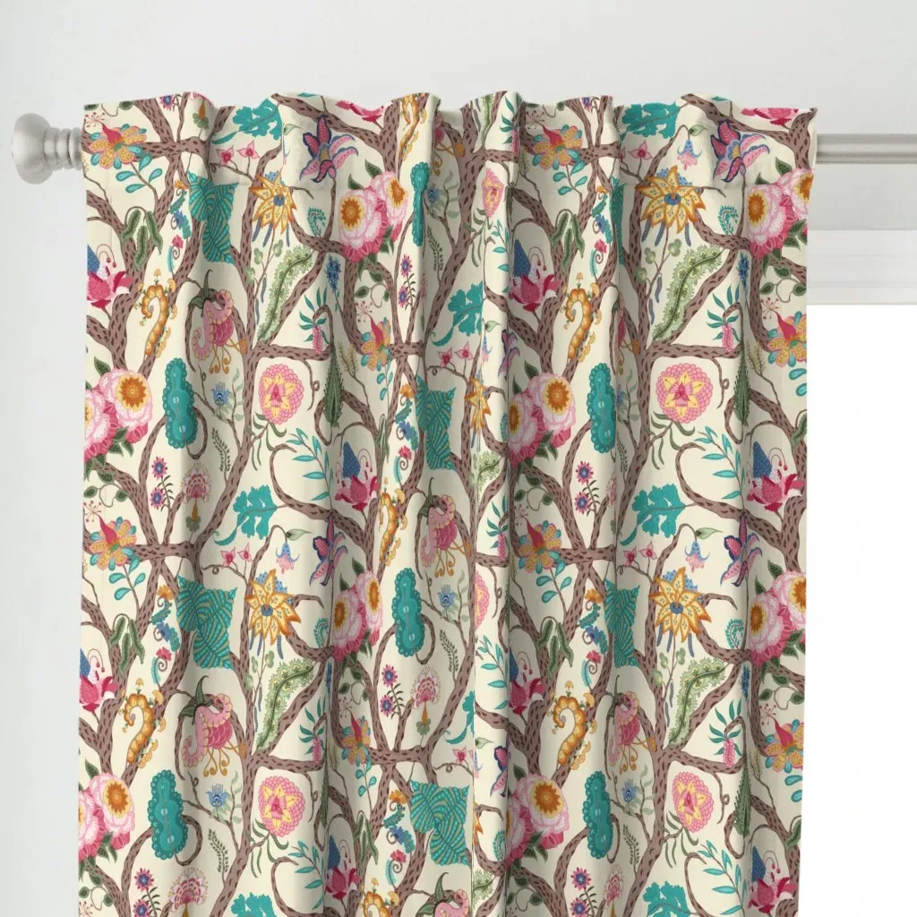 Diva Dance Chintz Curtain Panel - Pink alternate view
