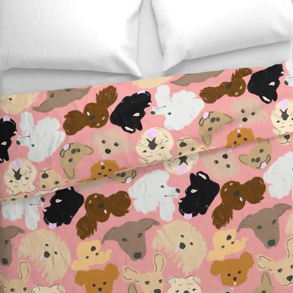 Diverse Dogs On Strawberry Duvet Cover - Pink alternate view