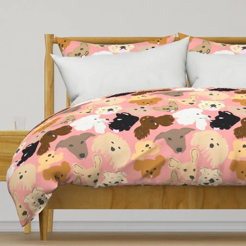 Diverse Dogs On Strawberry Duvet Cover - Pink product