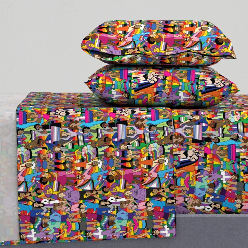 Diverse Unity Pride Celebration Queen Sheet Set - Rainbow product