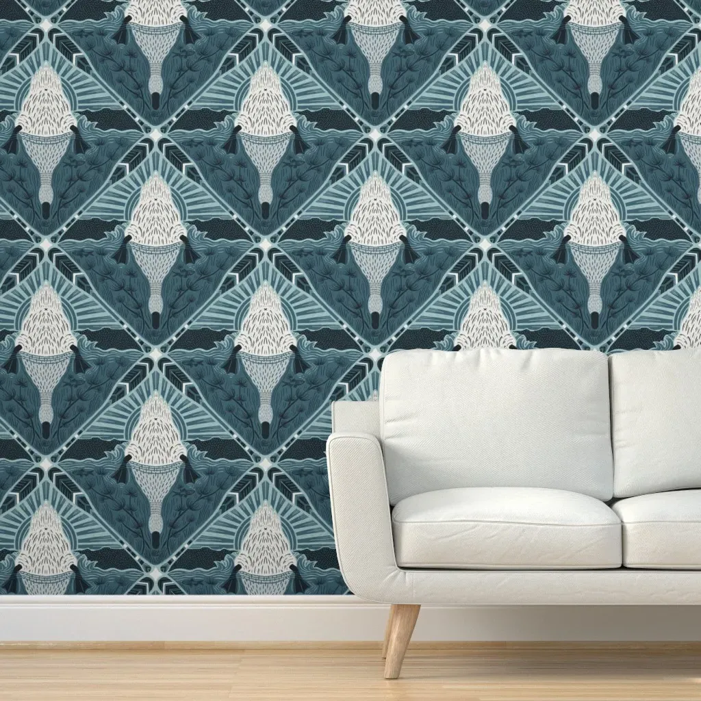 Diving Duck Derriere Peel and Stick Wallpaper - Teal product