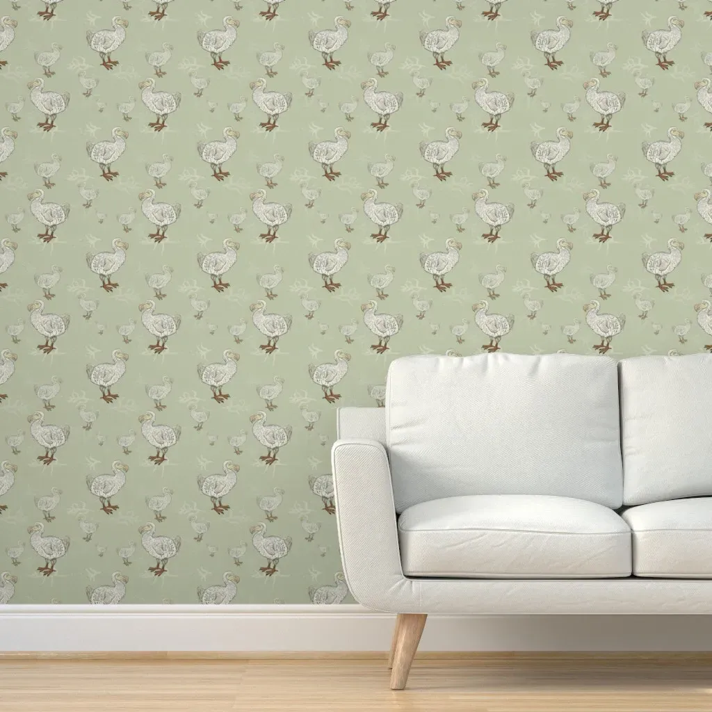 Dodo Don't Go Peel and Stick Wallpaper - Soft Green product