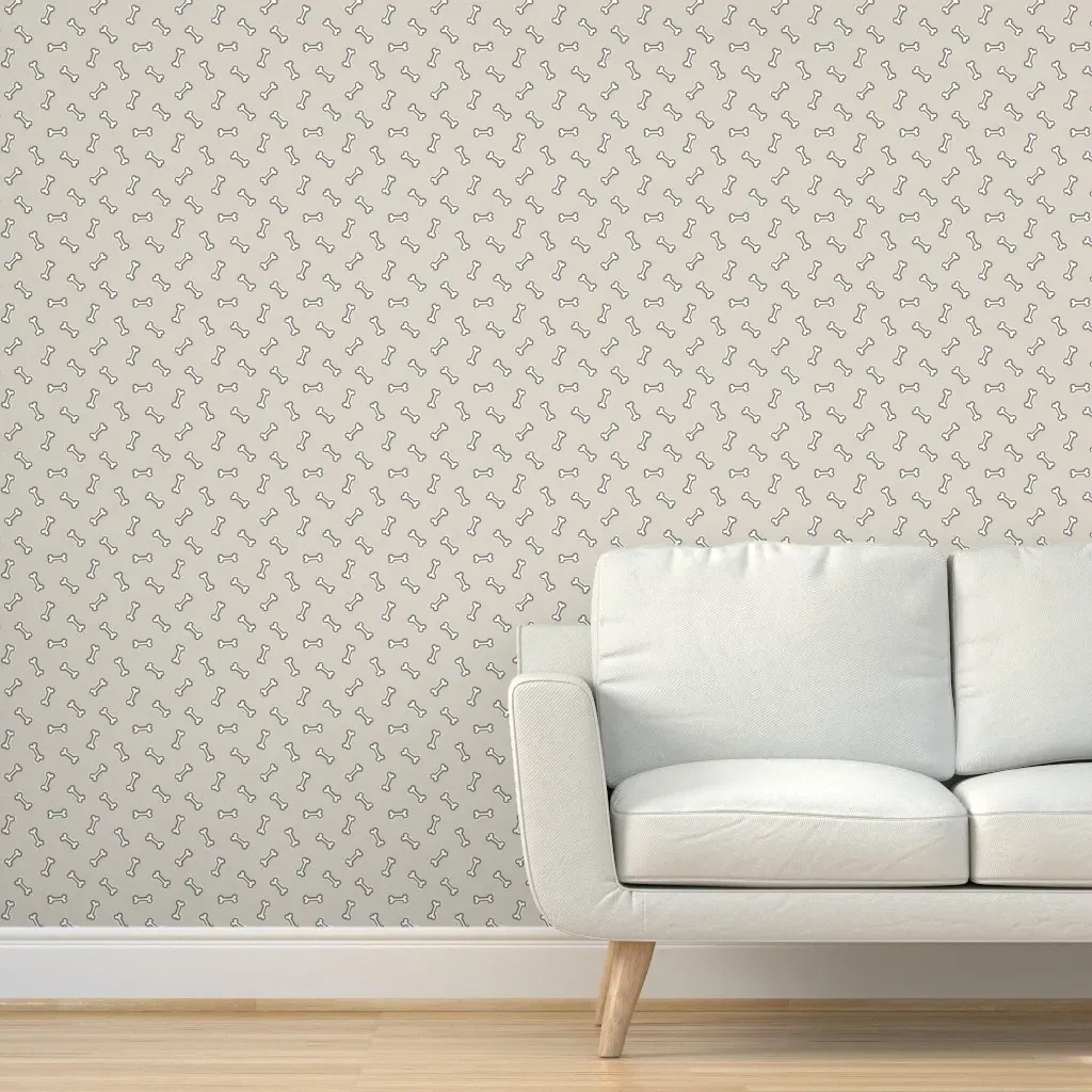 Dog Bone & Bandana Peel and Stick Wallpaper - Tan, White product