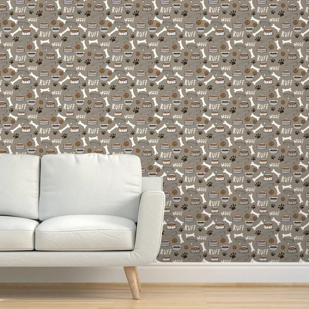 Dog Bone & Paw Print Hand Drawn Peel and Stick Wallpaper product