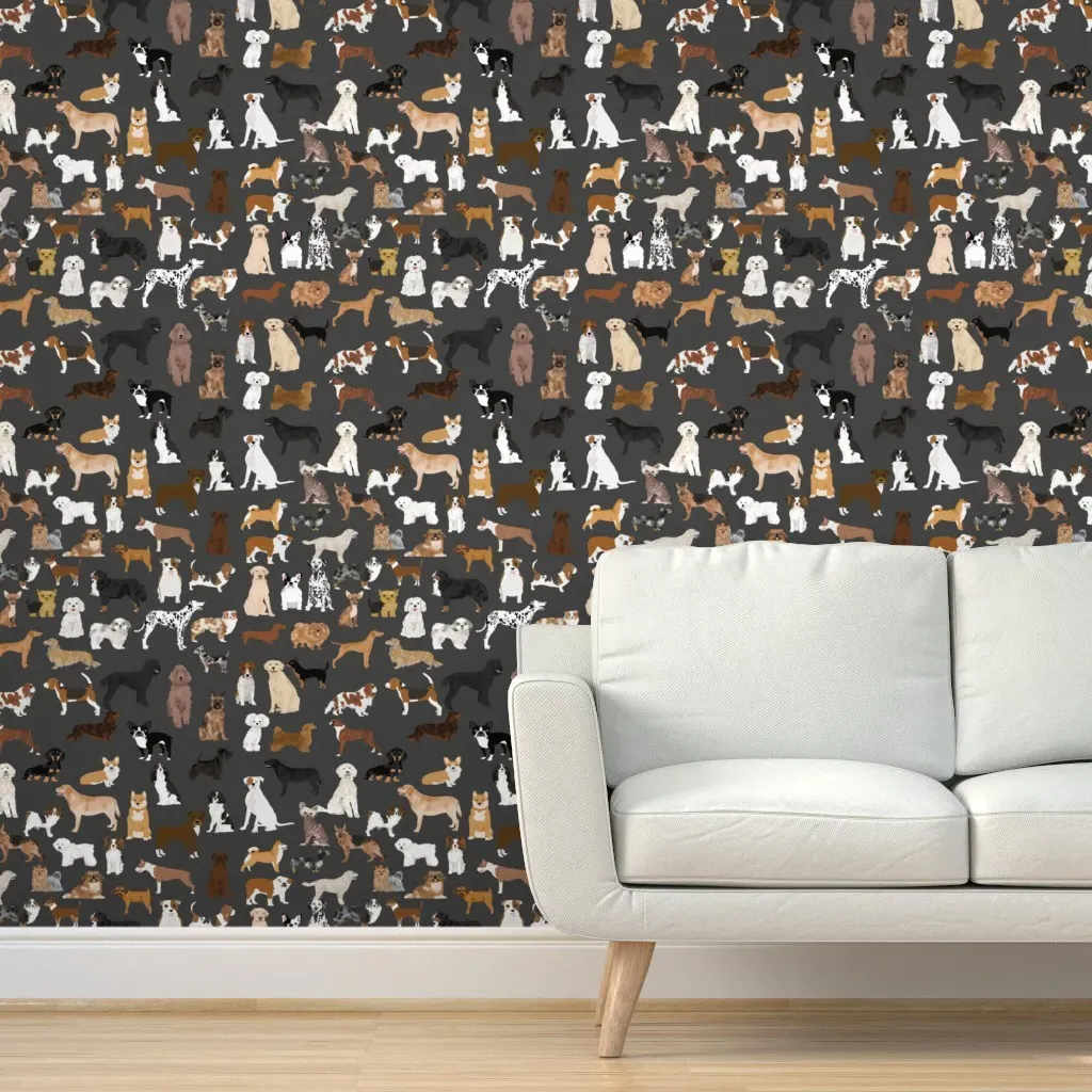 Dog Breeds Peel and Stick Wallpaper - Brown, Beige product