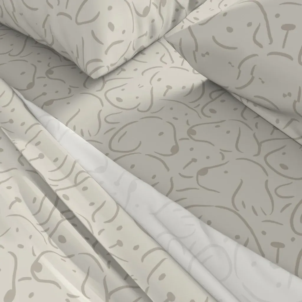 Dog Doodle King Size Sheet Set - Taupe alternate view