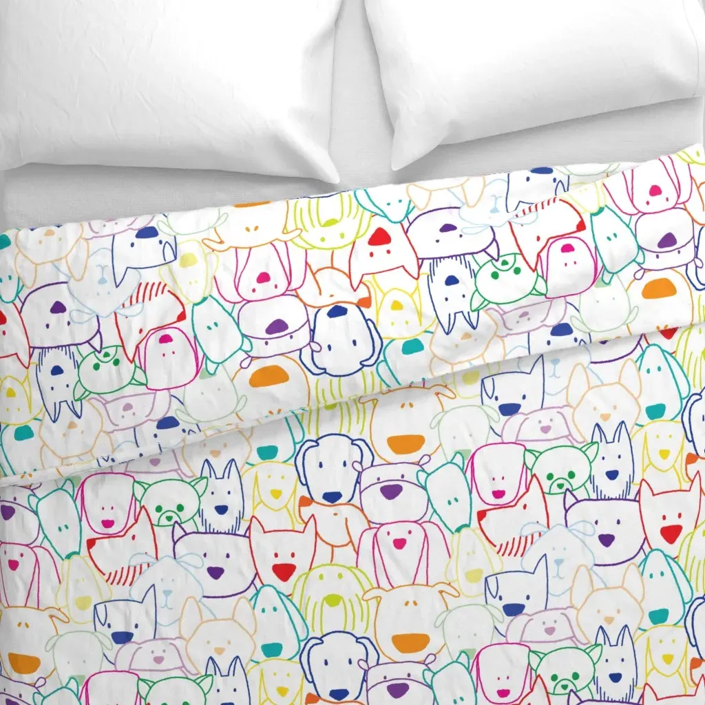 Dog Life Rainbow Large Duvet Cover - Yellow alternate view