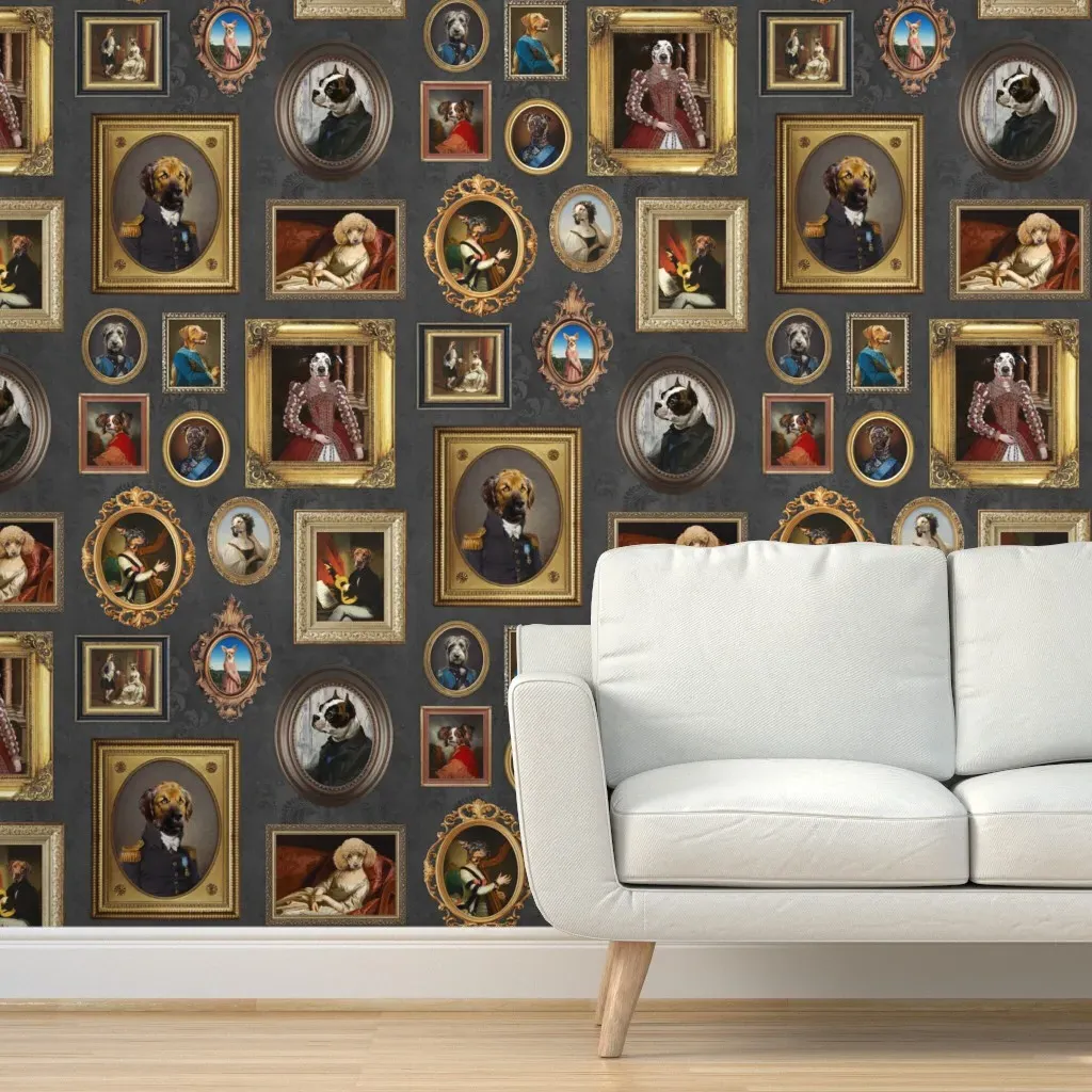 Dog Lovers Portrait Collection Peel and Stick Wallpaper - Charcoal Grey product
