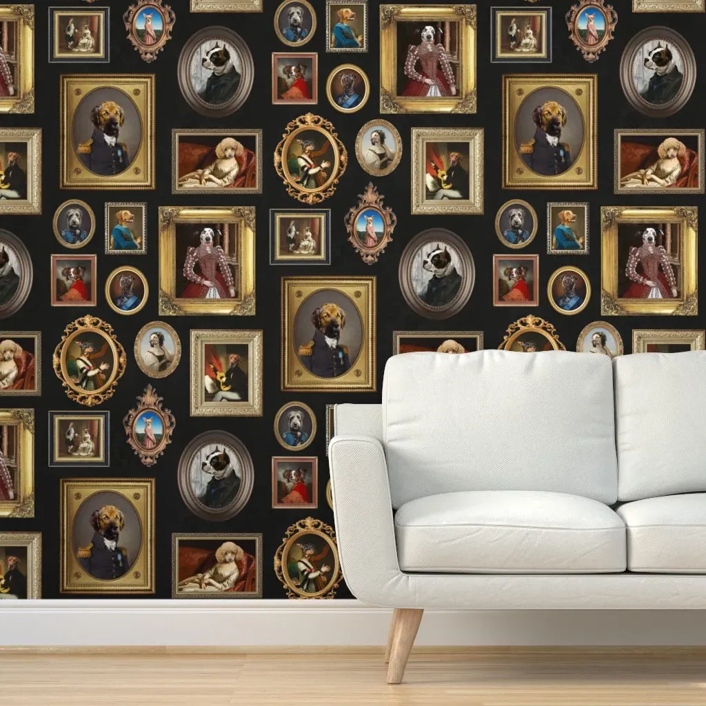 Dog Lovers Portrait Collection Peel and Stick Wallpaper - Gold product