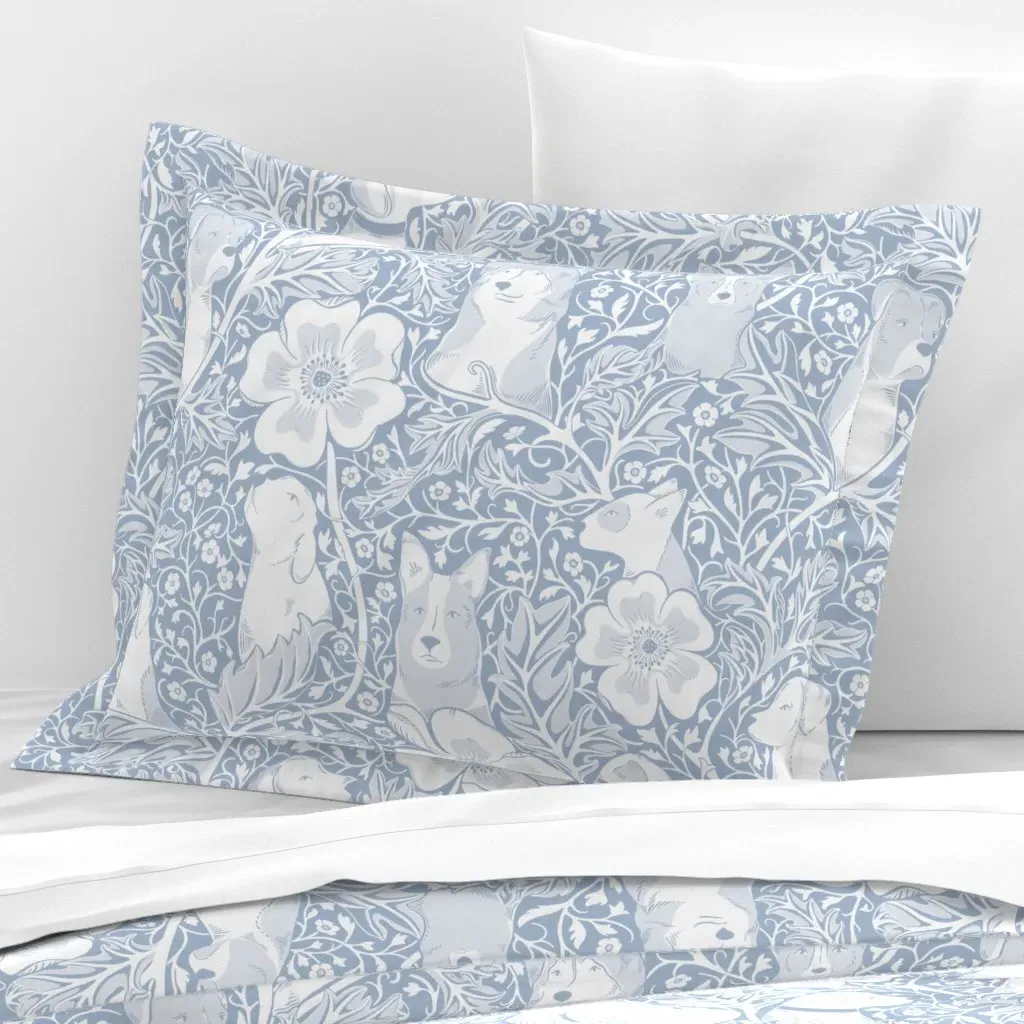 Dog Nouveau Botanical Forget Me Not Standard Flanged Cushion Cover - Powder Blue, Cotton Sateen product