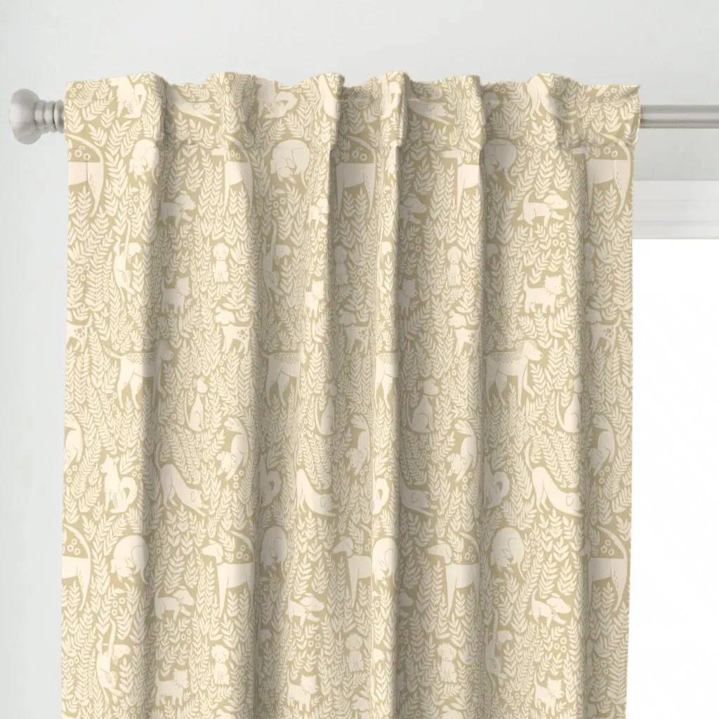 Dog Park Curtain Panel - Beige alternate view
