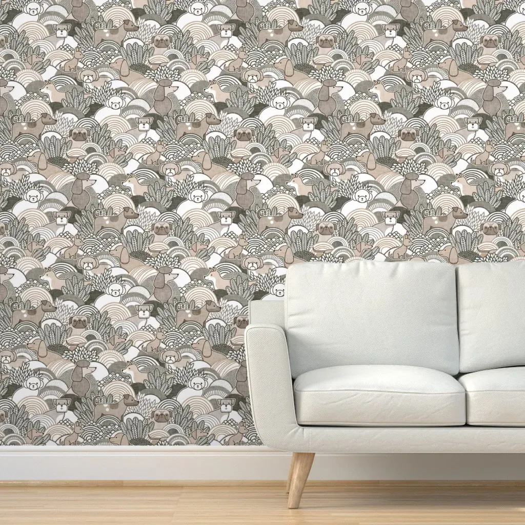 Dog Park Warm Neutrals Peel and Stick Wallpaper - Beige product