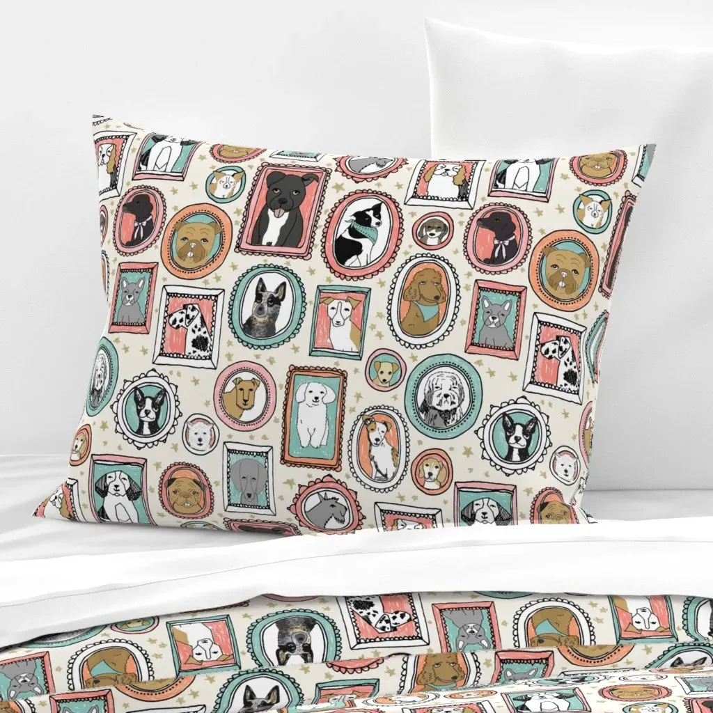 Dog Portraits Cute Doggos By Andrea Lauren Cushion Cover - Cream, Cotton Sateen product