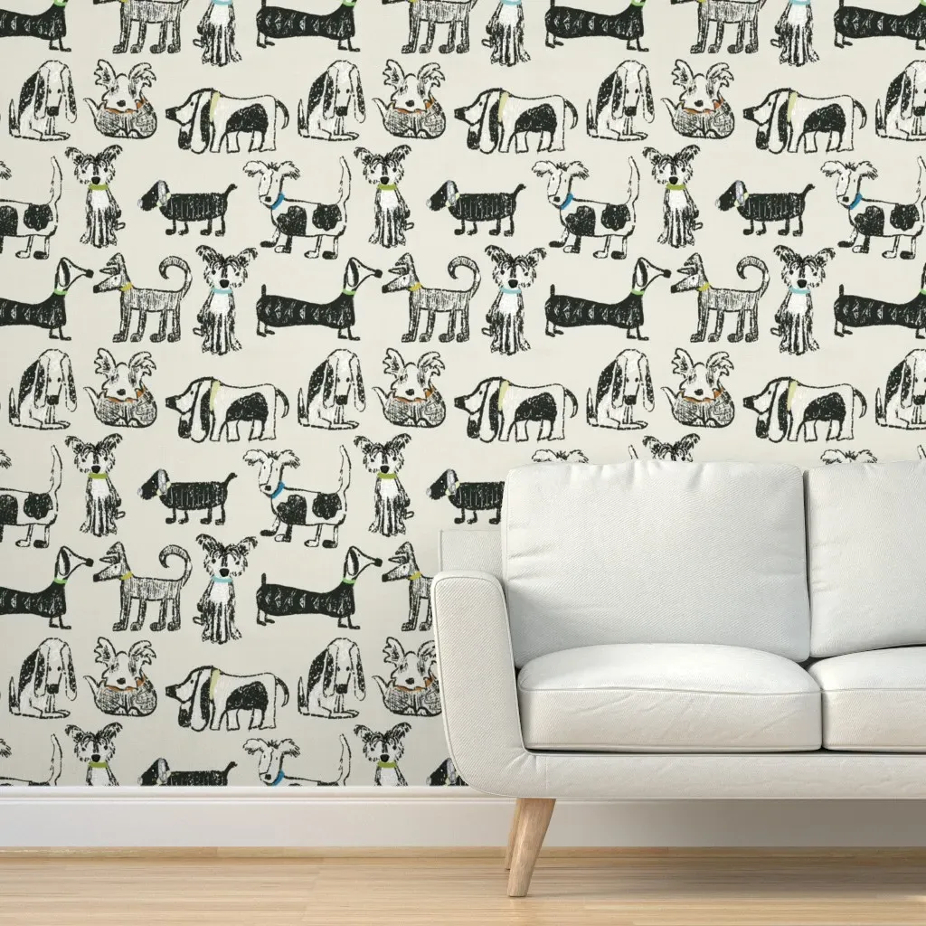 Doggone Good Peel and Stick Wallpaper - Beige, Black, Green product