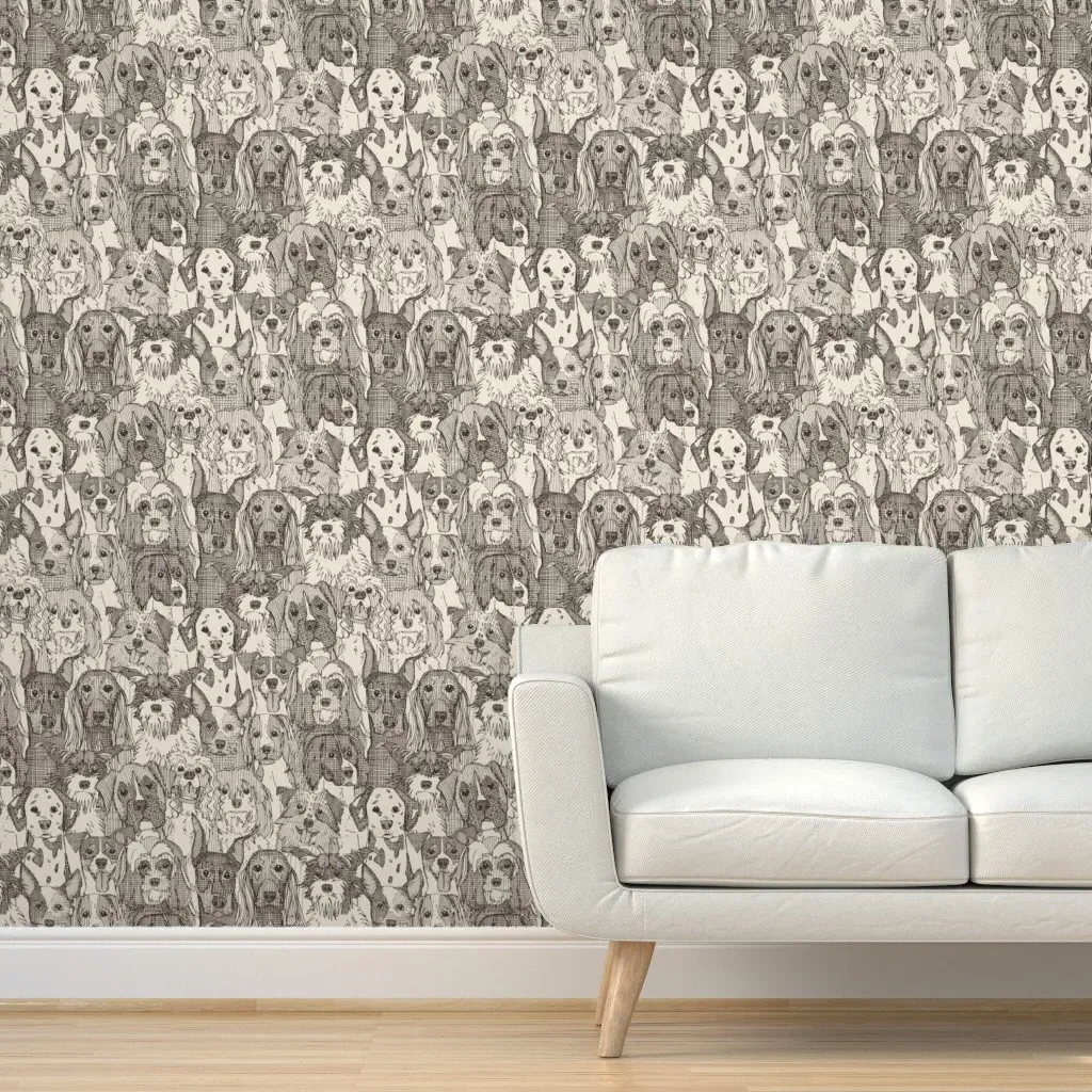 Dogs Aplenty Peel and Stick Wallpaper - Beige product