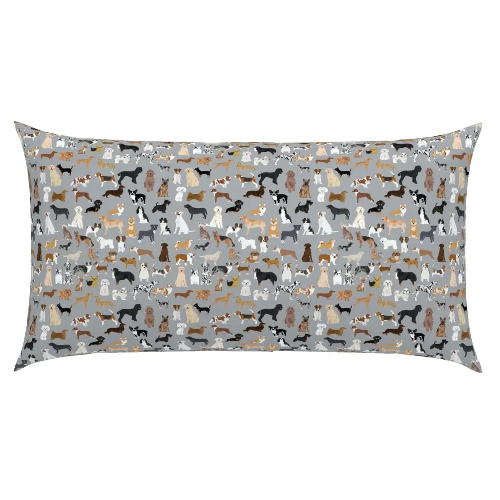 Dogs Breed Print King Pillow Sham - Grey product