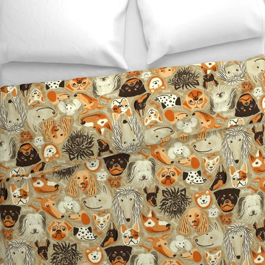 Dogs Everywhere Dog Breeds Duvet Cover - Brown alternate view