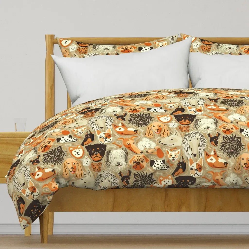 Dogs Everywhere Dog Breeds Duvet Cover - Brown product