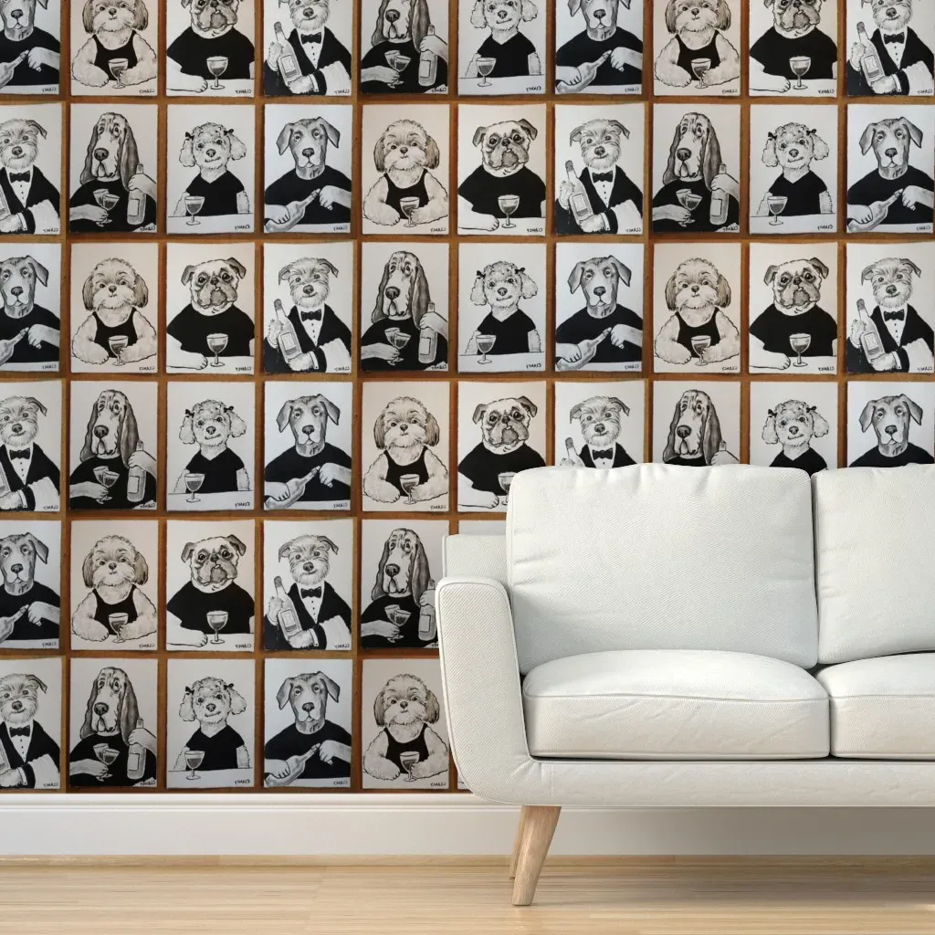 Dogs In The Winery Peel and Stick Wallpaper - Black product