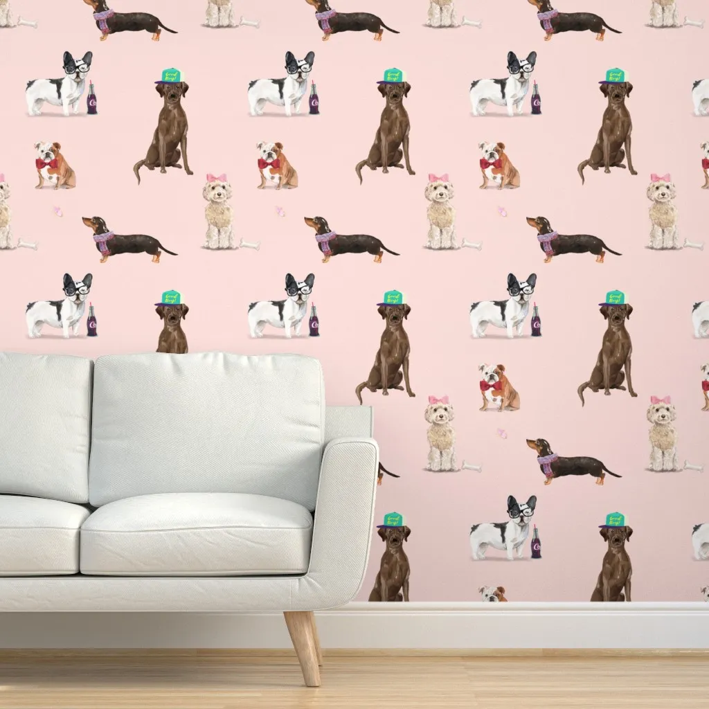Dogs Of Insta Peel and Stick Wallpaper - Pink product
