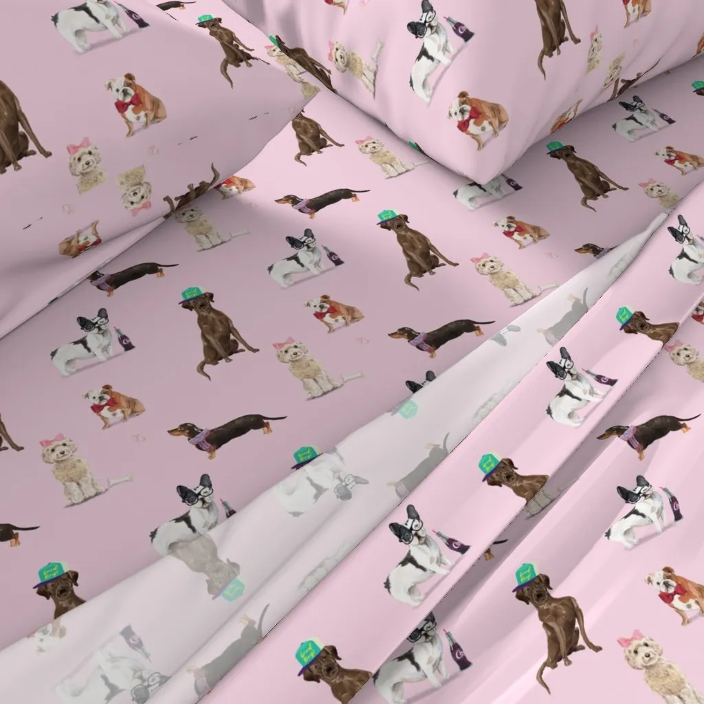 Dogs Of Insta Queen Sheet Set - Pink alternate view