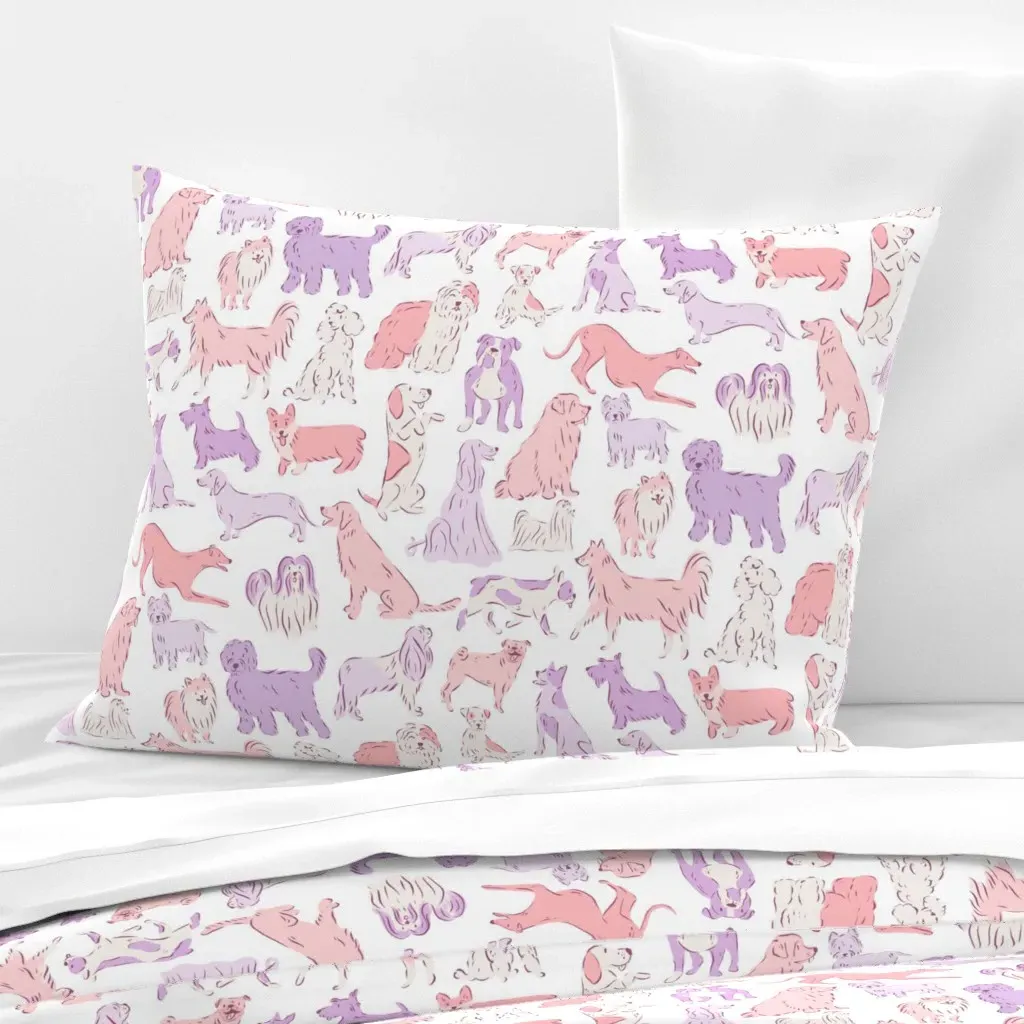 Dogs Standard Knife Edge Cushion Cover - Pink, Cotton Sateen product