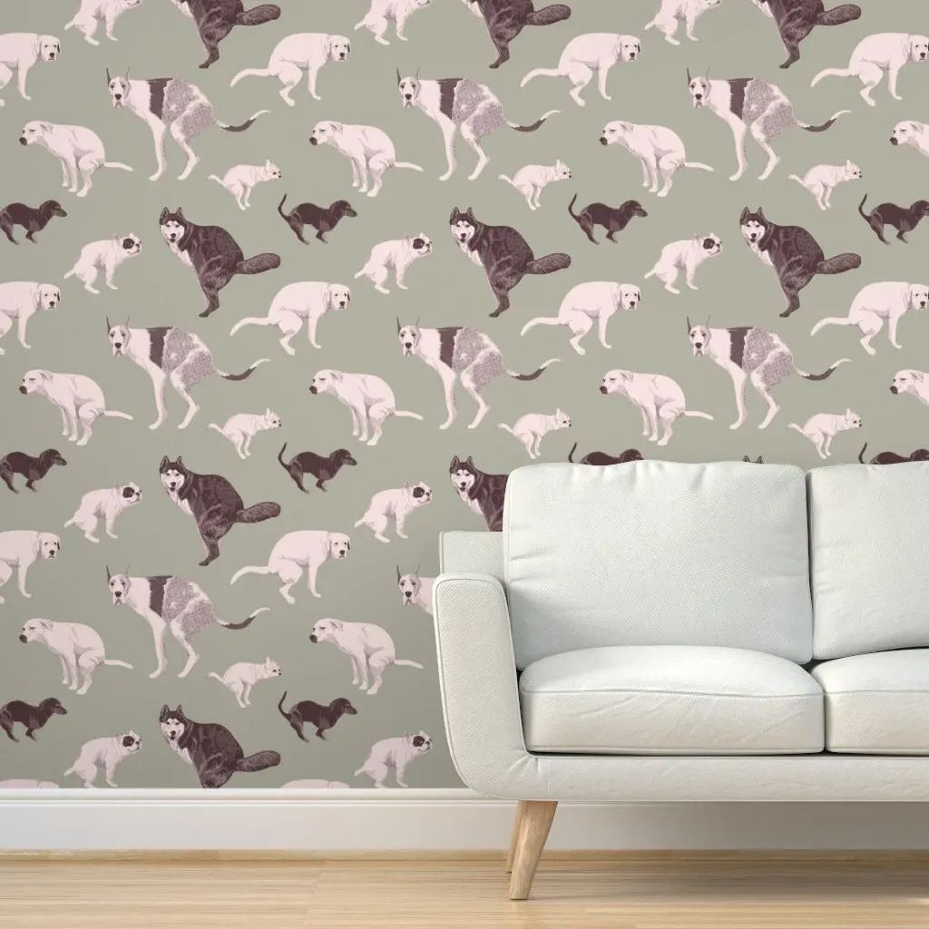 Dogs & Vet Scrubs Peel and Stick Wallpaper - Sage Green product