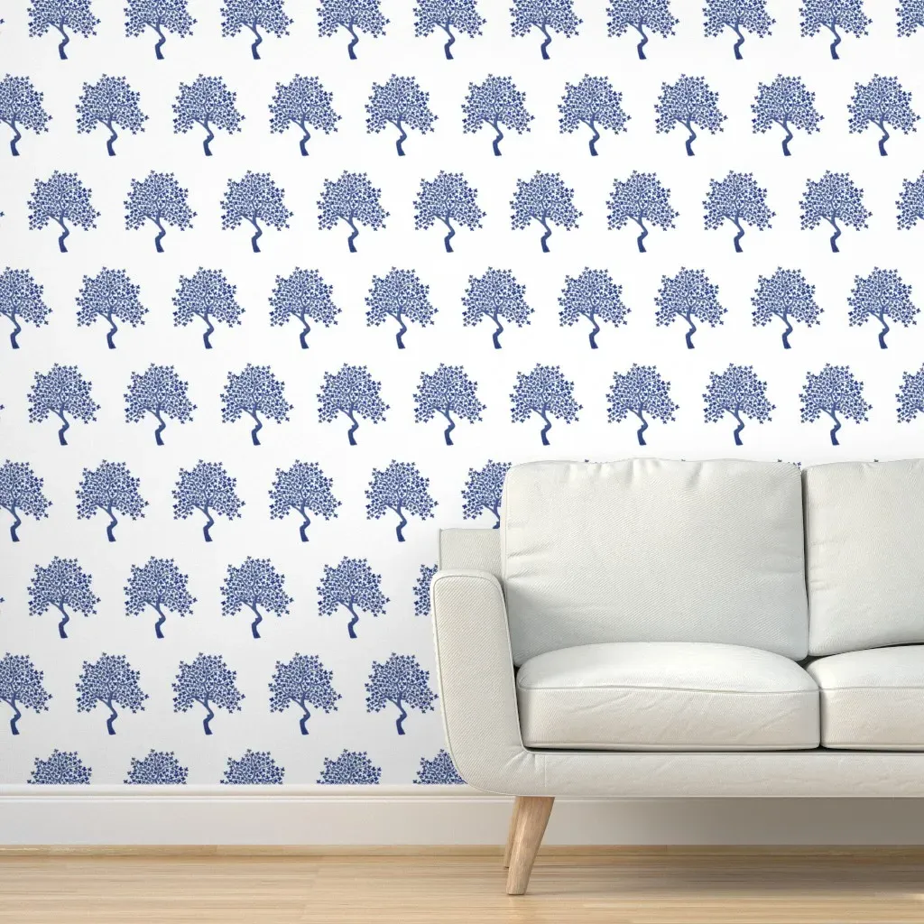 Dogwood Trees Peel and Stick Wallpaper - Indigo, White product