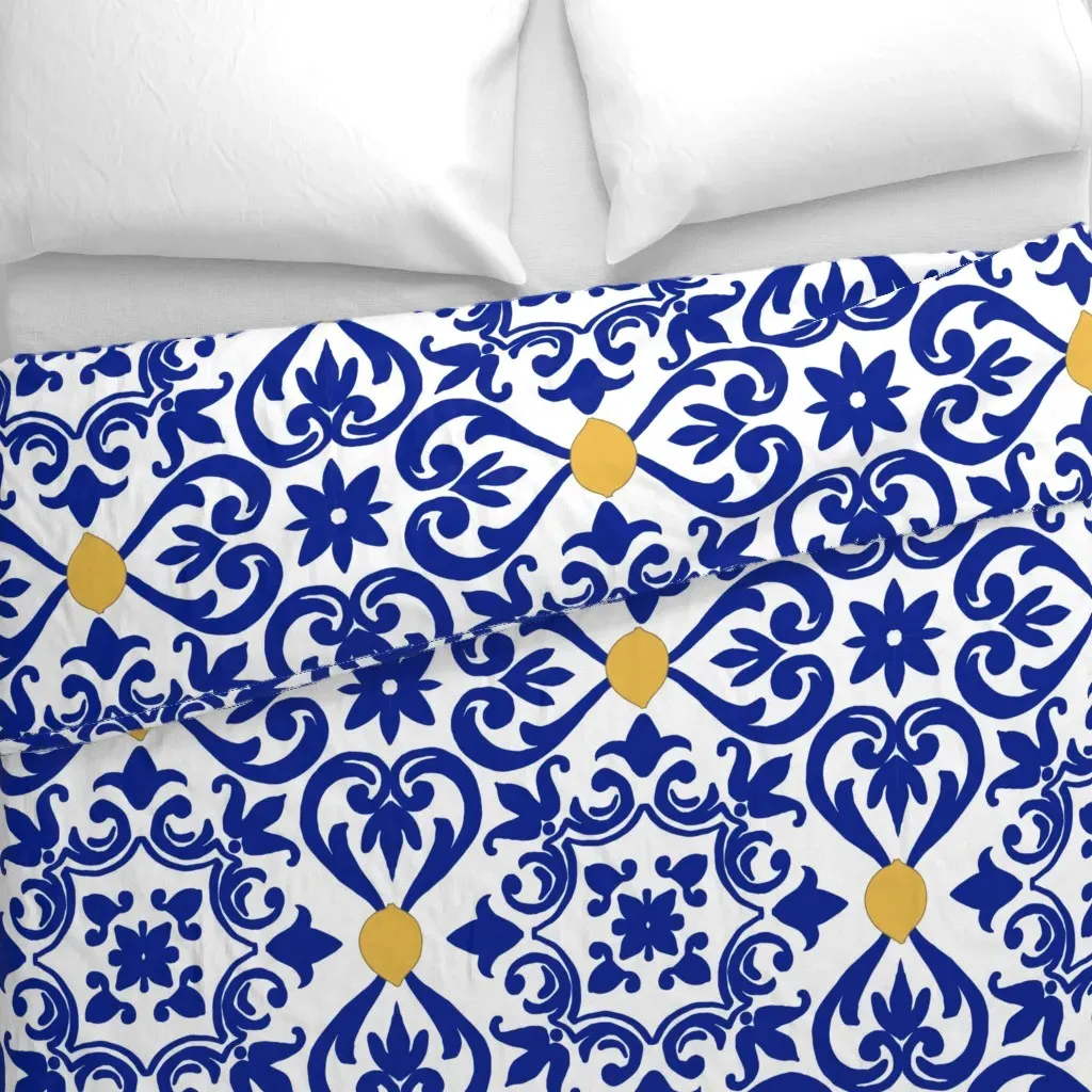 Dolce Vita Lemons Duvet Cover - Blue alternate view