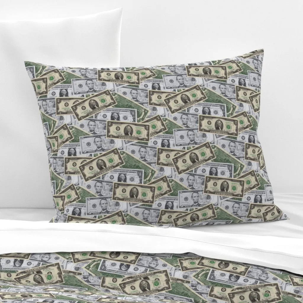 Dollars Standard Knife Edge Pillow - Green, Cotton Sateen product