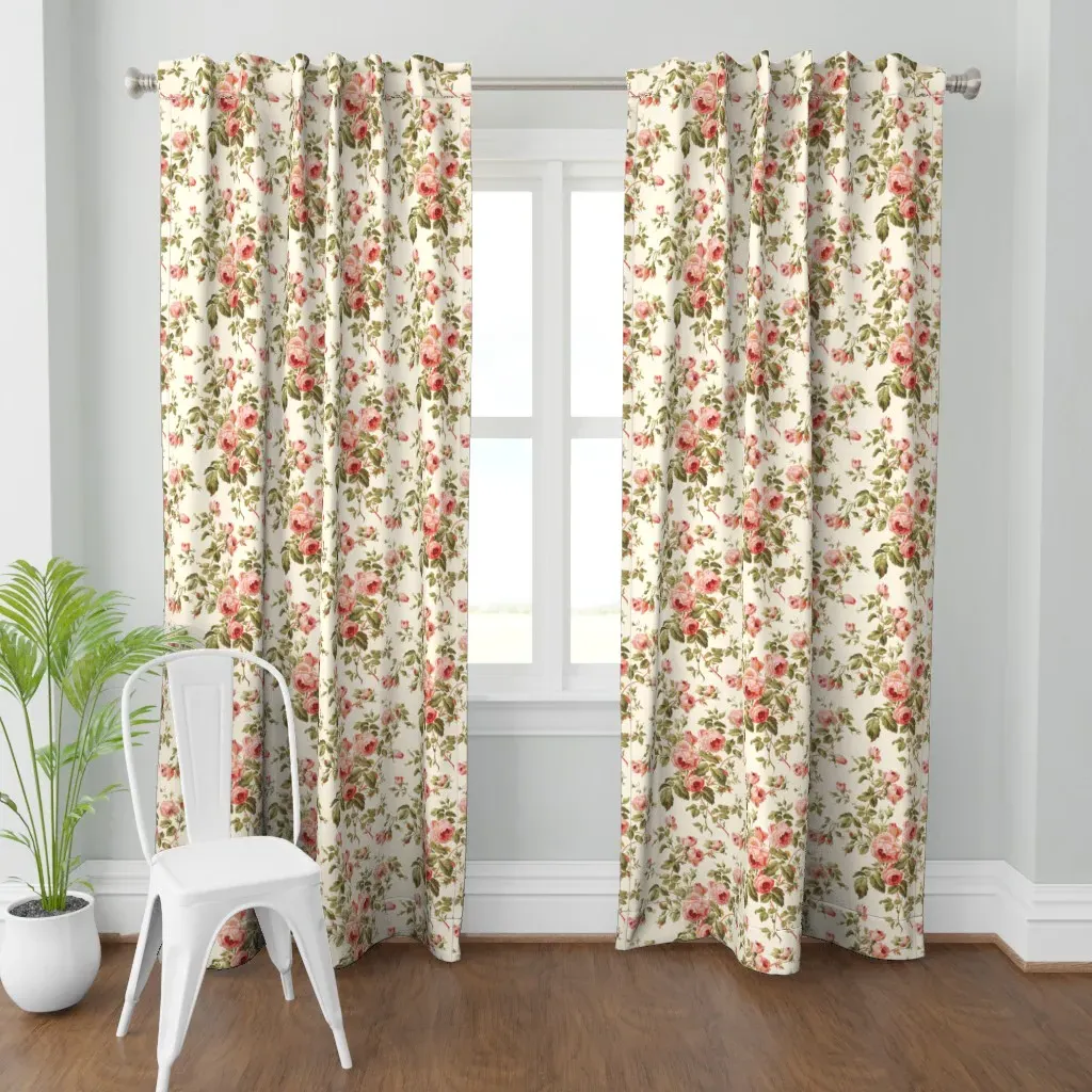 Dolly Rose Cosmic Latte Curtain Panel - Pink product