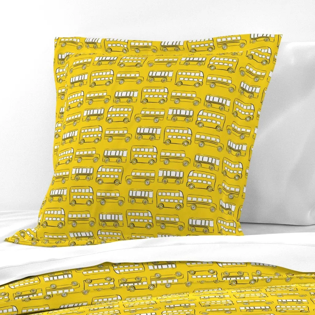 Doodle Bus Euro Pillow Sham - Yellow product
