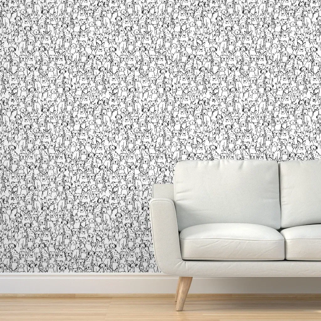 Doodle Dogs Peel and Stick Wallpaper - Black, White product