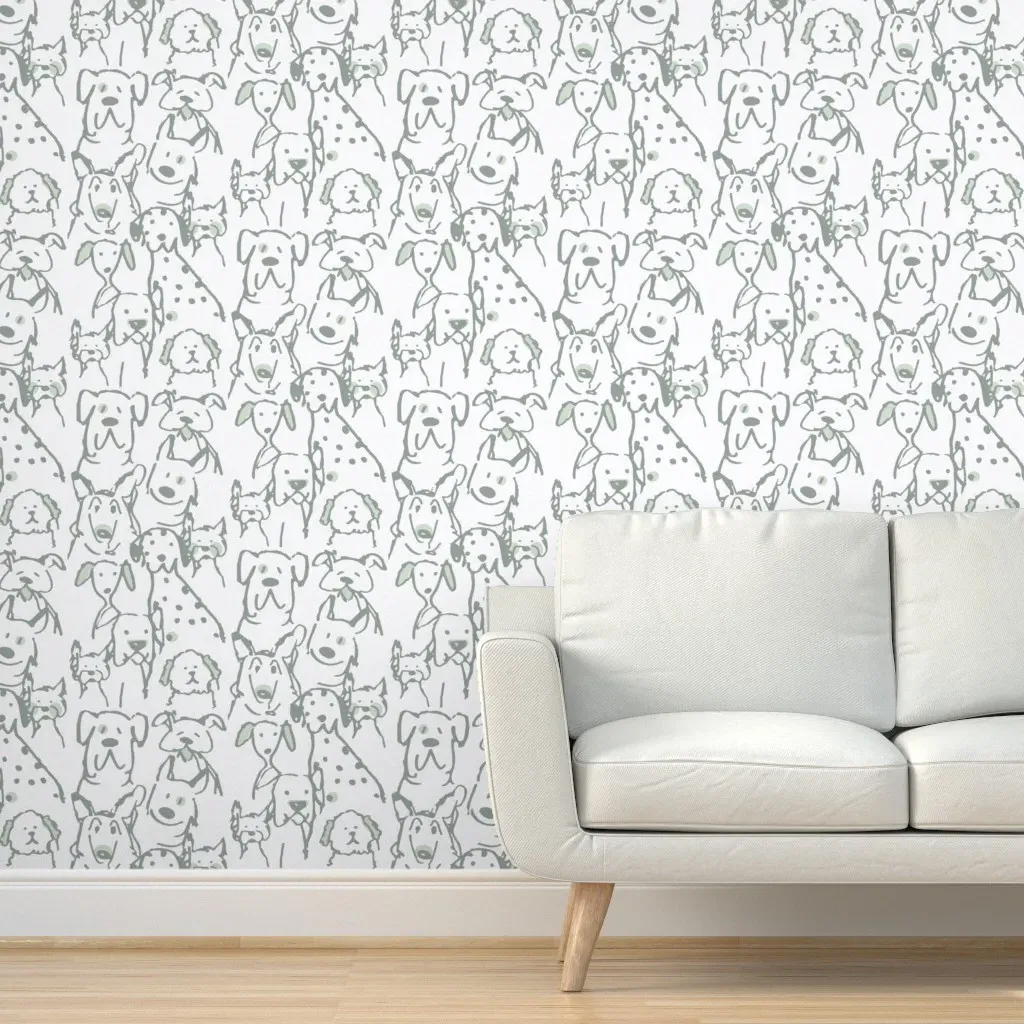 Doodle Dogs Peel and Stick Wallpaper - Sage Green product