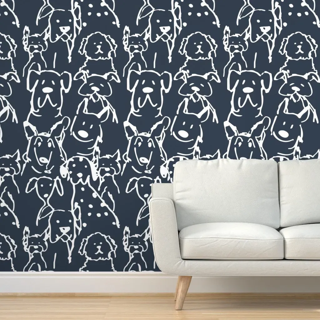Doodle Dogs Peel and Stick Wallpaper - White product