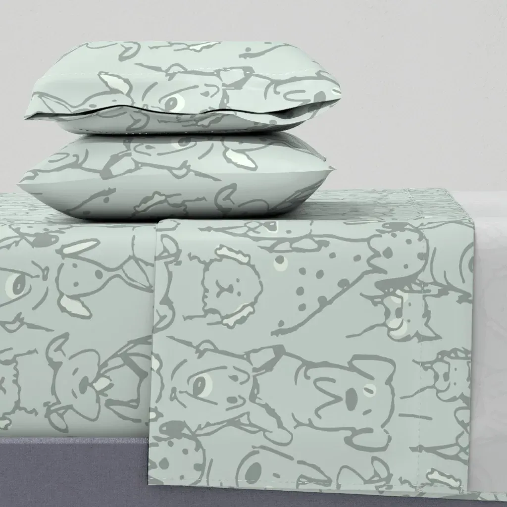 Doodle Dogs Queen Sheet Set - Sage Green product