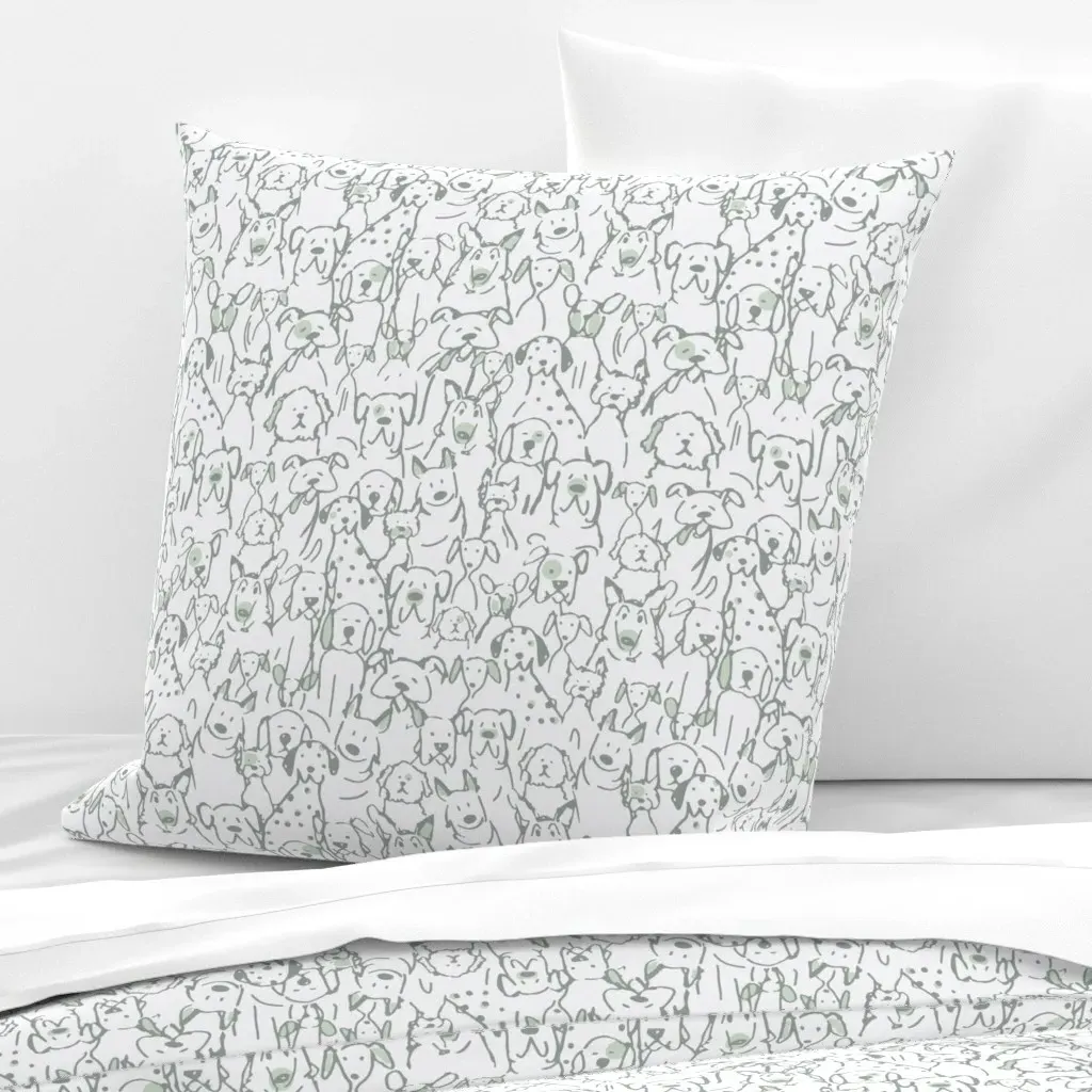 Doodle Dogs Sherwin Williams Taiga Euro Pillow Sham - Sage Green product