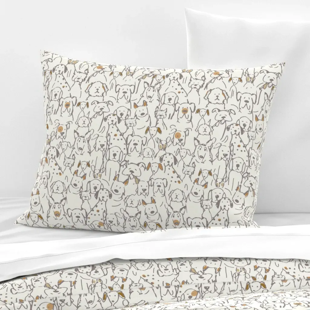 Doodle Dogs Standard Knife Edge Cushion Cover - Off-White, Cotton Sateen product