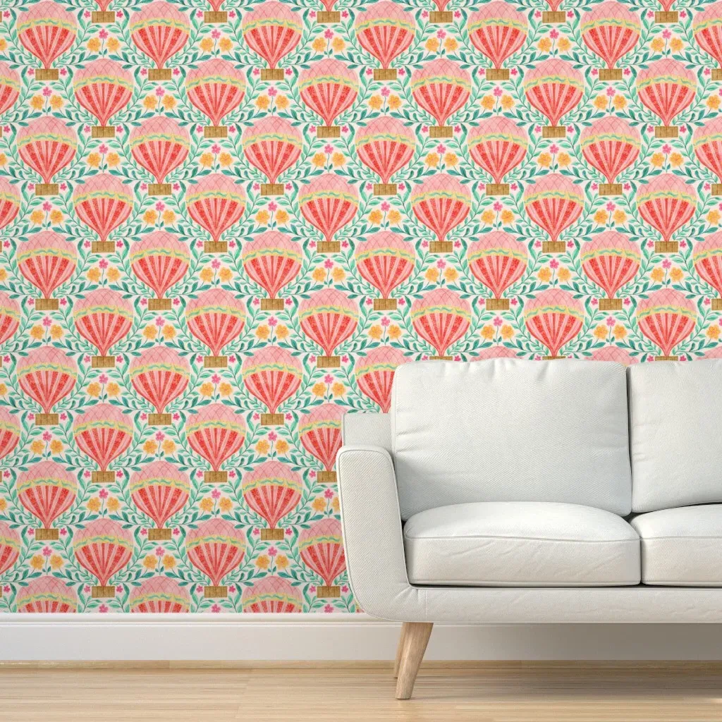 Dopamine Hot Air Balloon Peel and Stick Wallpaper - Pink product